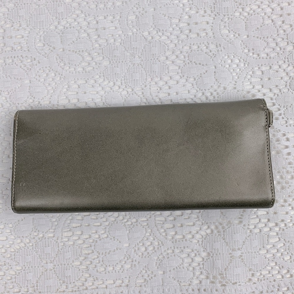 Vintage Coach Leather Wallet Gray Silver Clasp opening Zip Pocket Signature C - Picture 3 of 17